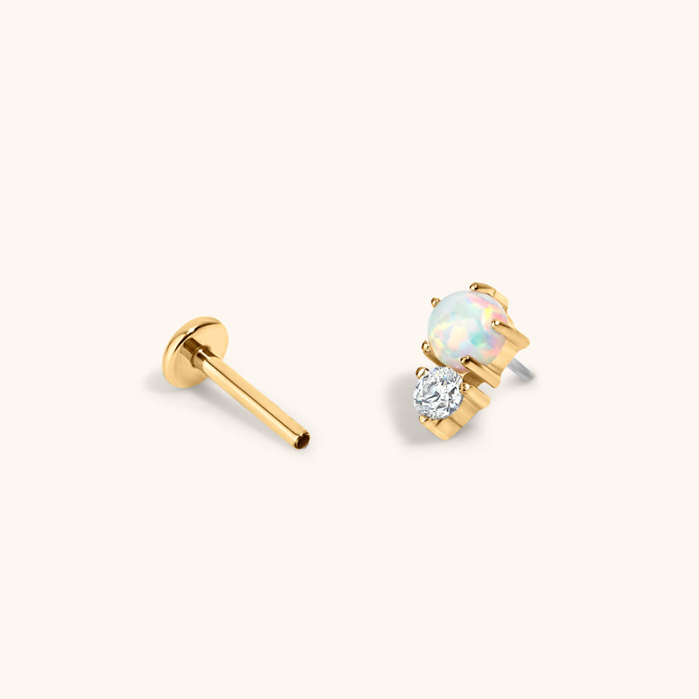 Wish and Hope Opal and White Topaz Nap Earrings in Titanium (Gold)