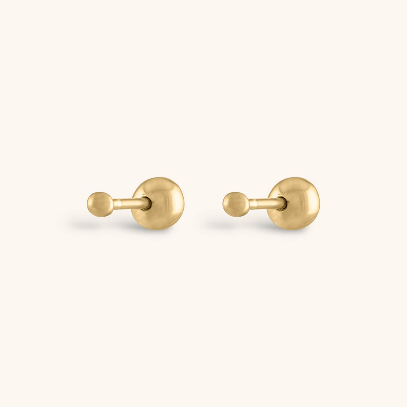 Tiny Secret Ball Back Earrings in 14k Gold