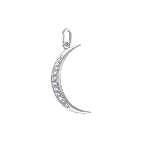 Pave Moon Charm (Sterling Silver)