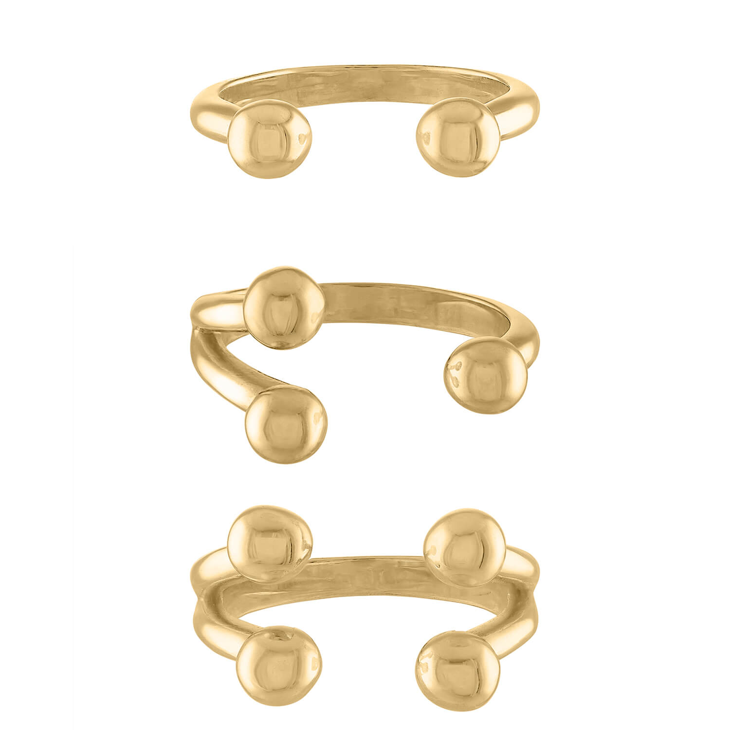 Floating Sphere Stacking Ring Trio in Gold