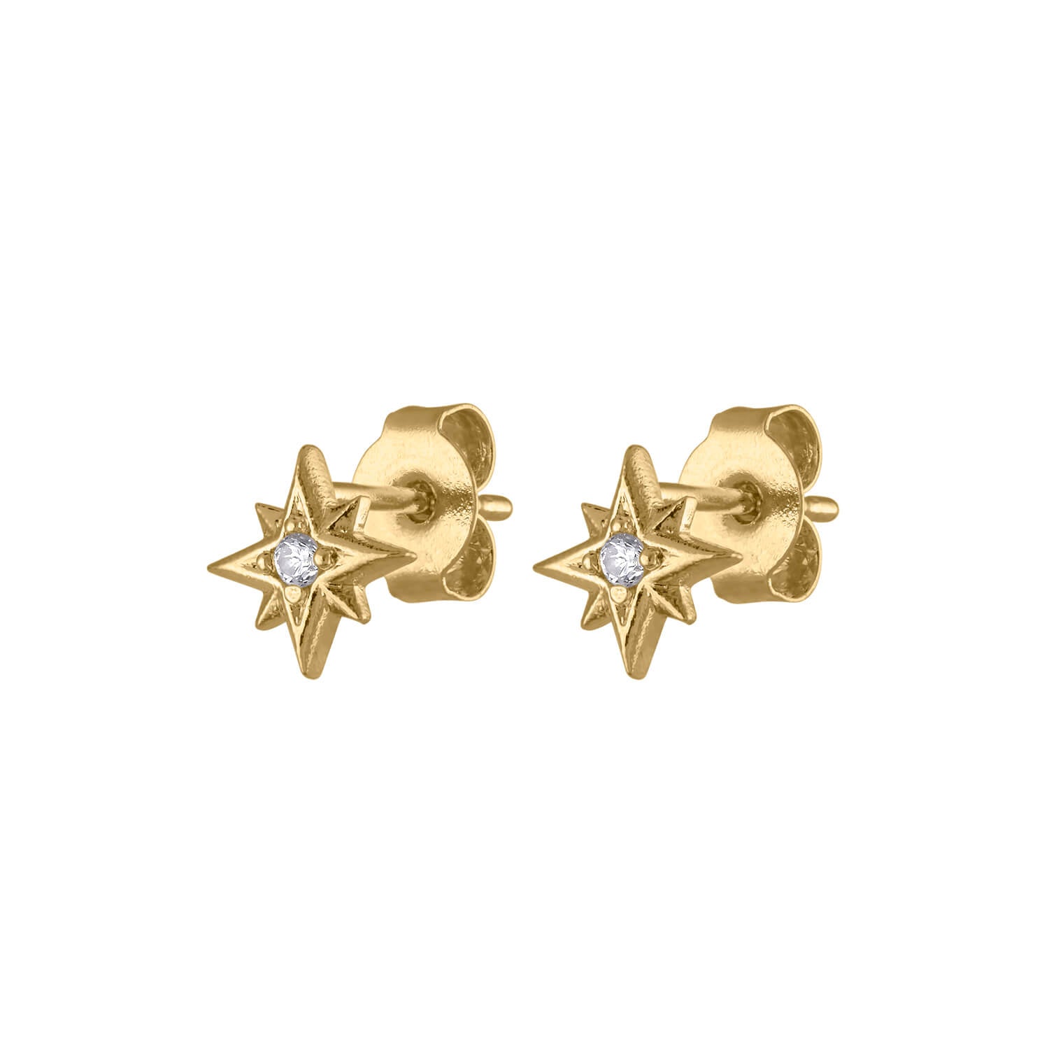 Micro Aztec North Star Studs Silver or Gold  Magpie Jewellery
