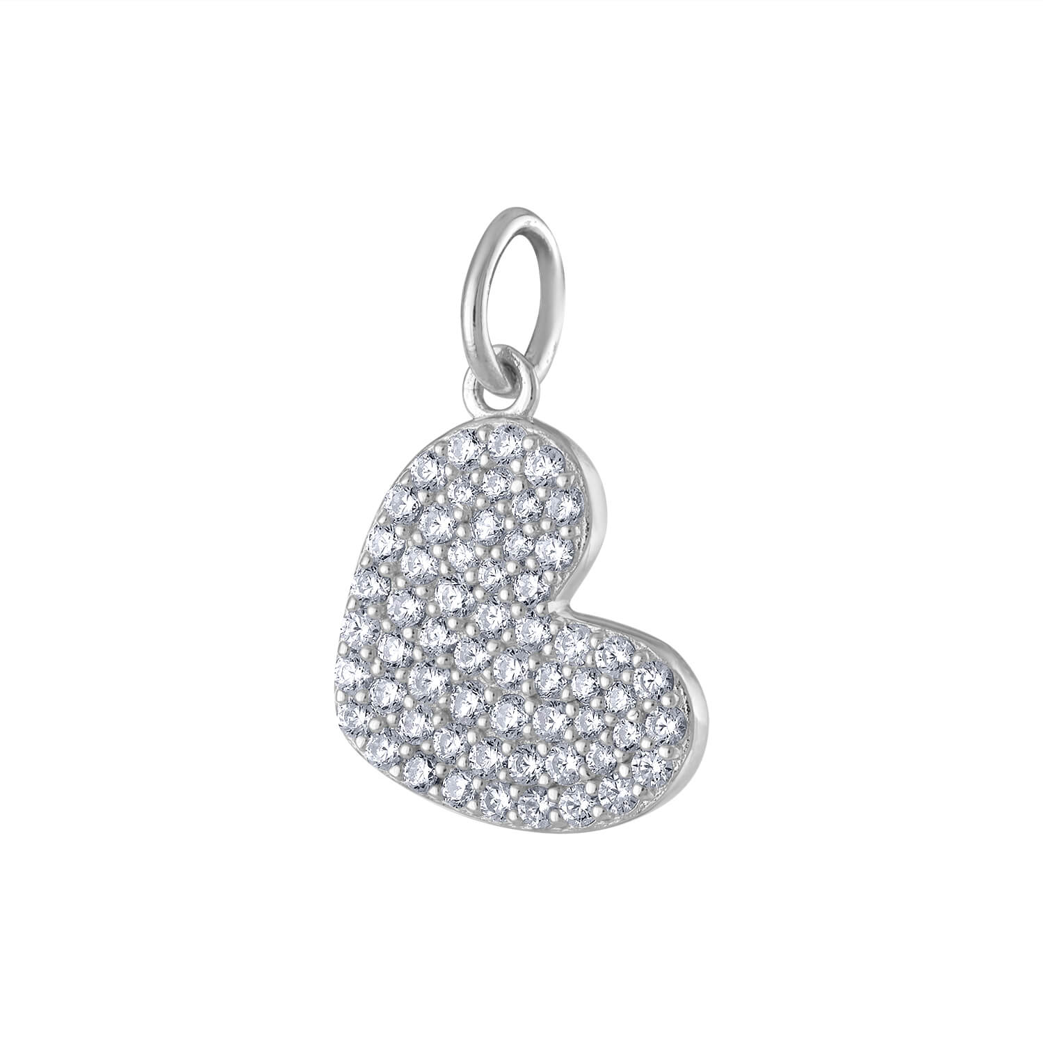 Pave Heart Charm (Sterling Silver)