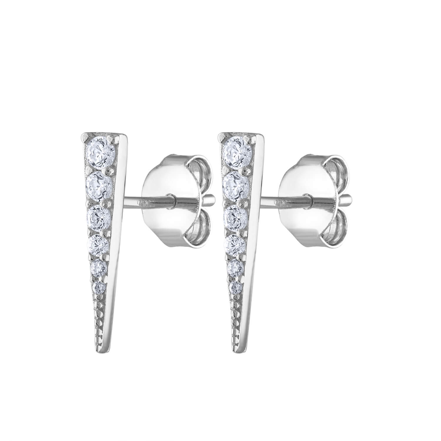 Pave Spike Studs in Sterling Silver