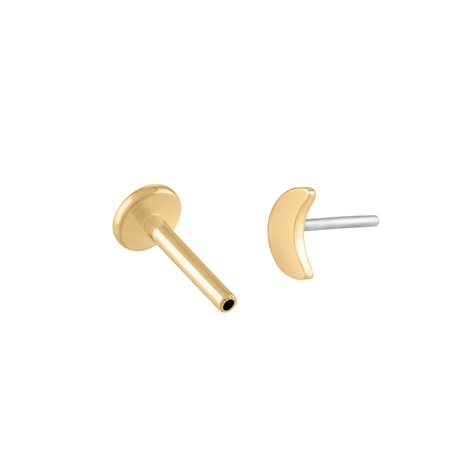 Mini Crystal Trinity Push Pin Flat Back Earring, Titanium - Gold / 16g: Most Cartilage Piercings / 6mm at Maison Miru