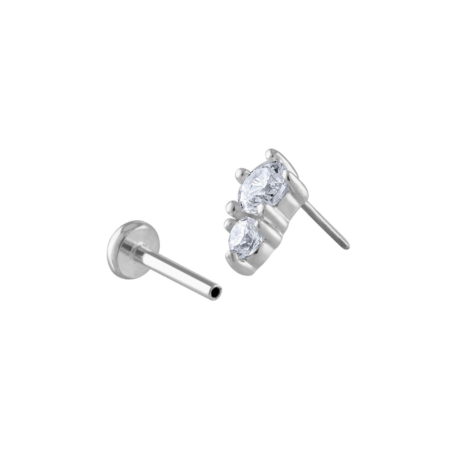Solitaire Marquise Flat Back Earrings - Inlaid Crystal