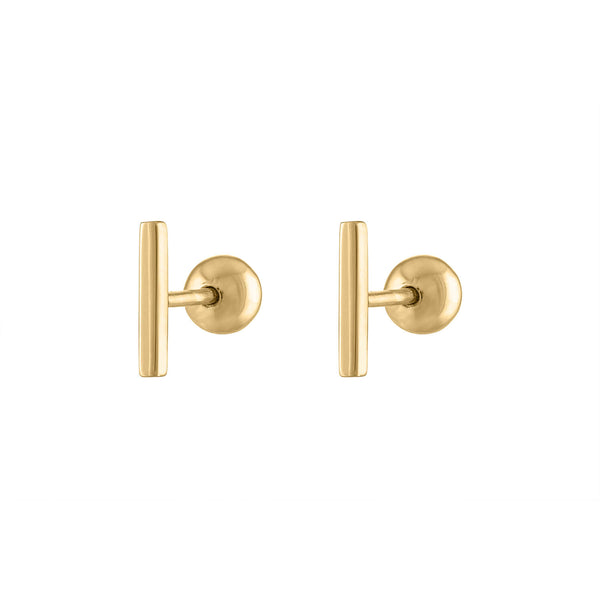 Bar Screw Back Earrings Gold Plated