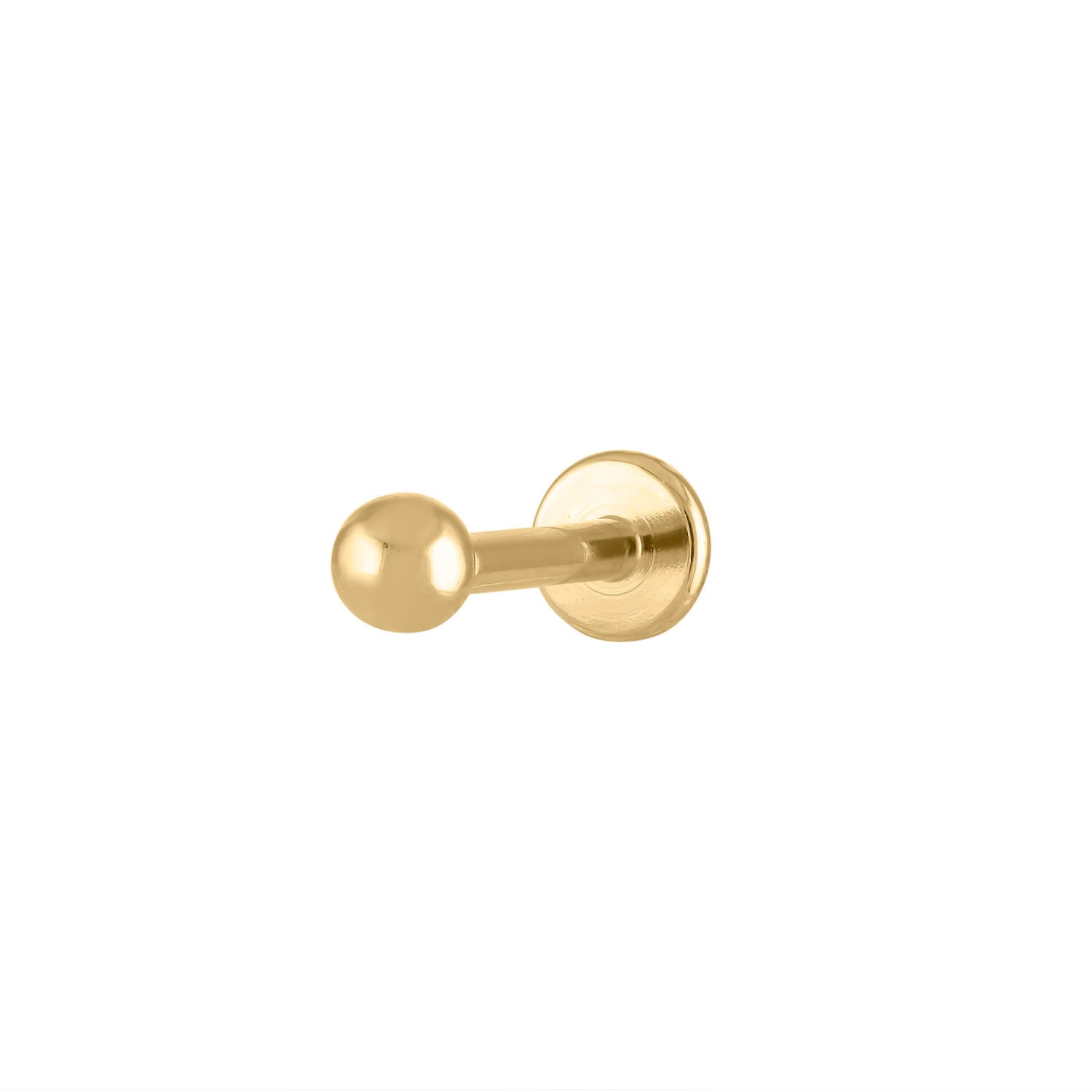 Pave Moon Push Pin Flat Back Earring, Titanium - Gold / 16g: Most Cartilage Piercings / 8mm at Maison Miru