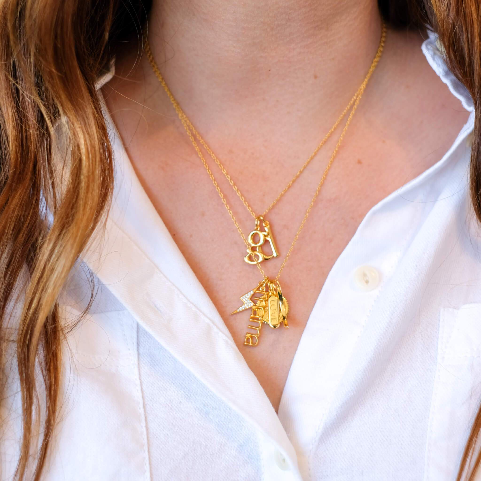 Love Pill Charm on model (Gold)