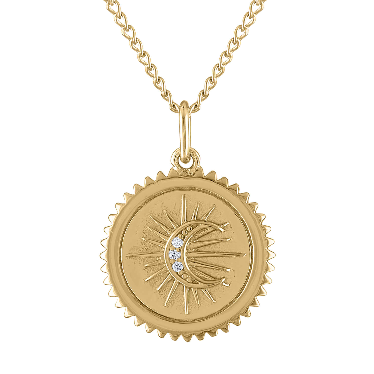 Pave Moon Medallion Necklace, Gold at Maison Miru