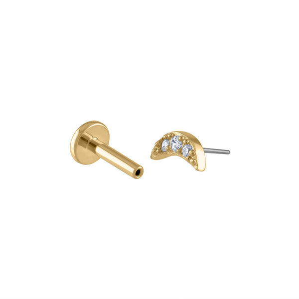 Dainty Moon Pin Top Earring (FOR Flat Back) Gold Moon