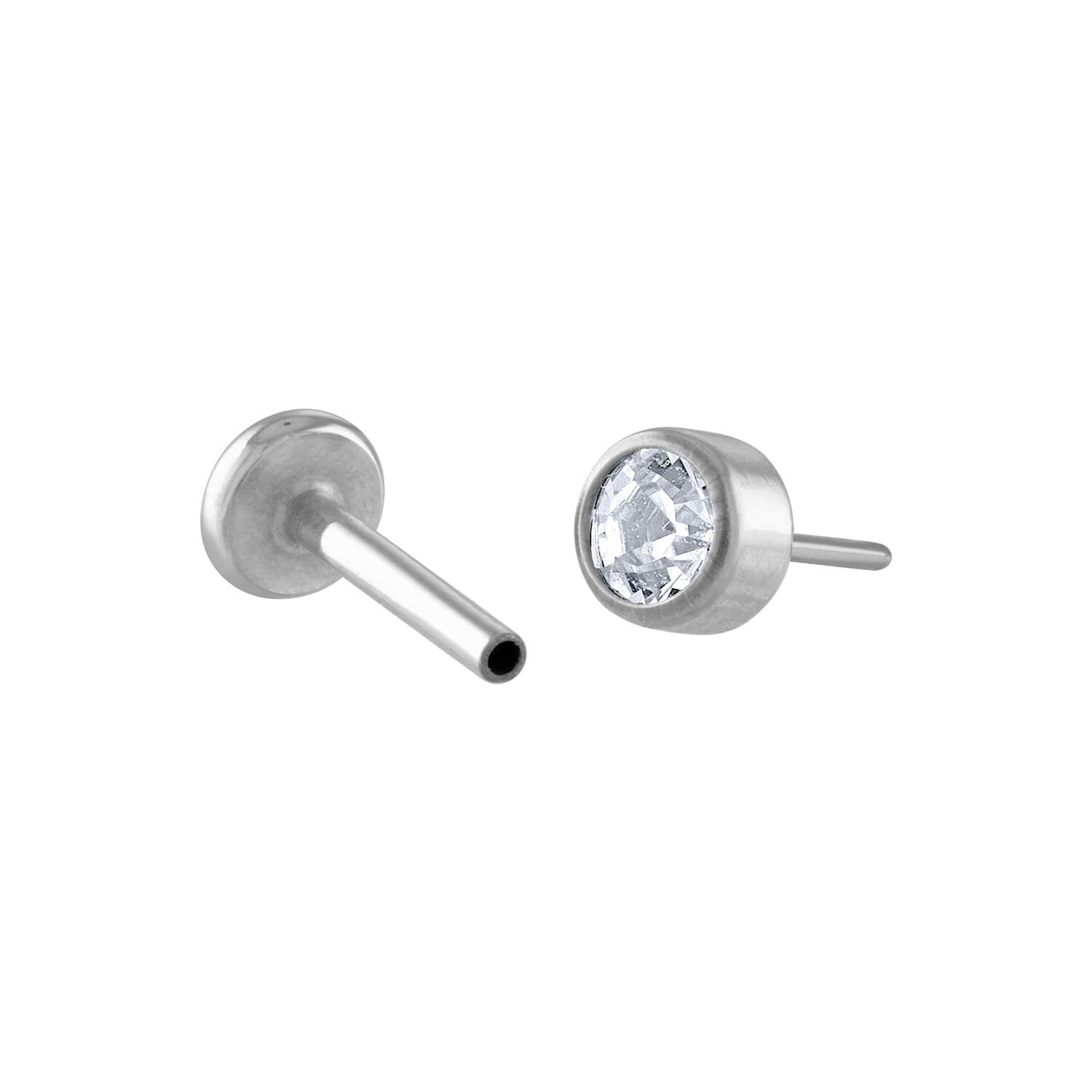 Plastic Stud Earring Findings, Flat Round, Clear, 12x5mm, Pin: 1mm